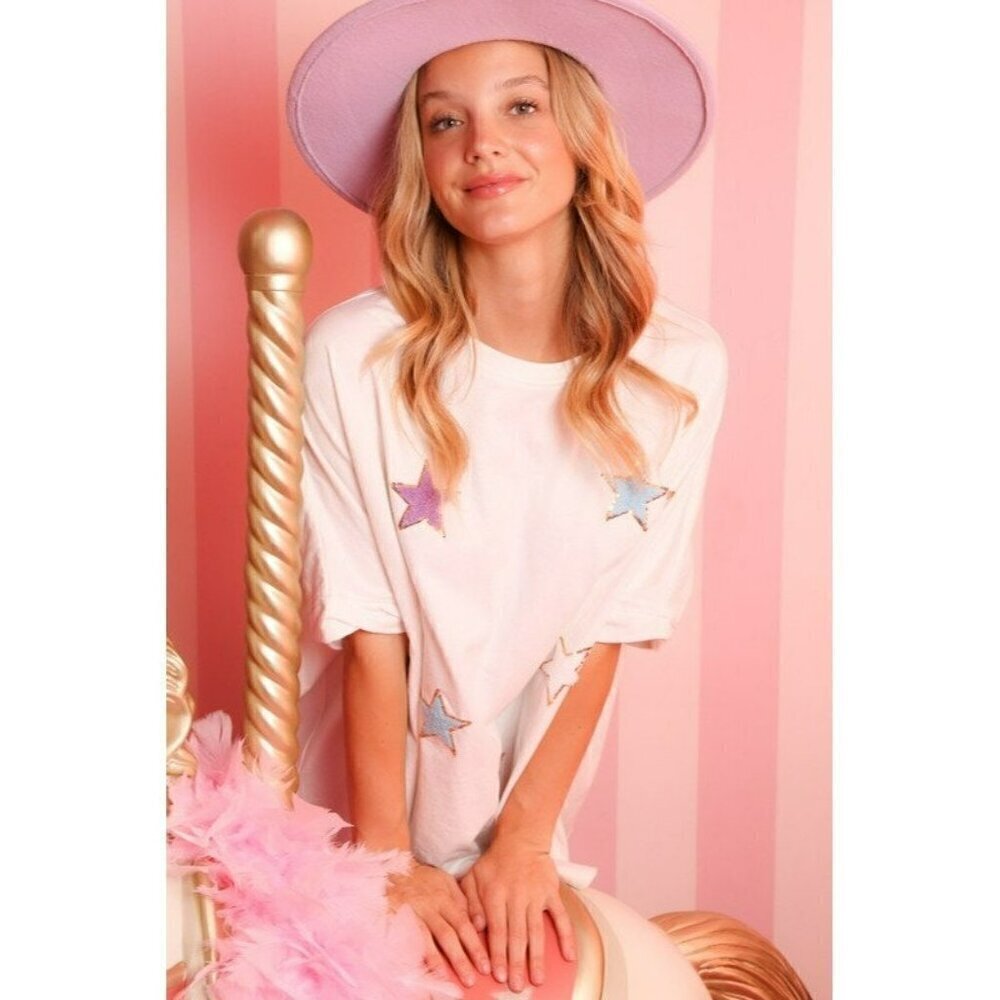 Star Brite Sequin Top in White - Picture 6 of 10